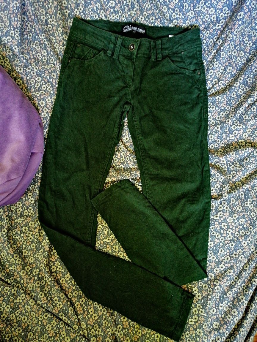C&A  spodnie  materiałowe  zwężane rurki skinny ciemna zieleń _ Xs _ N