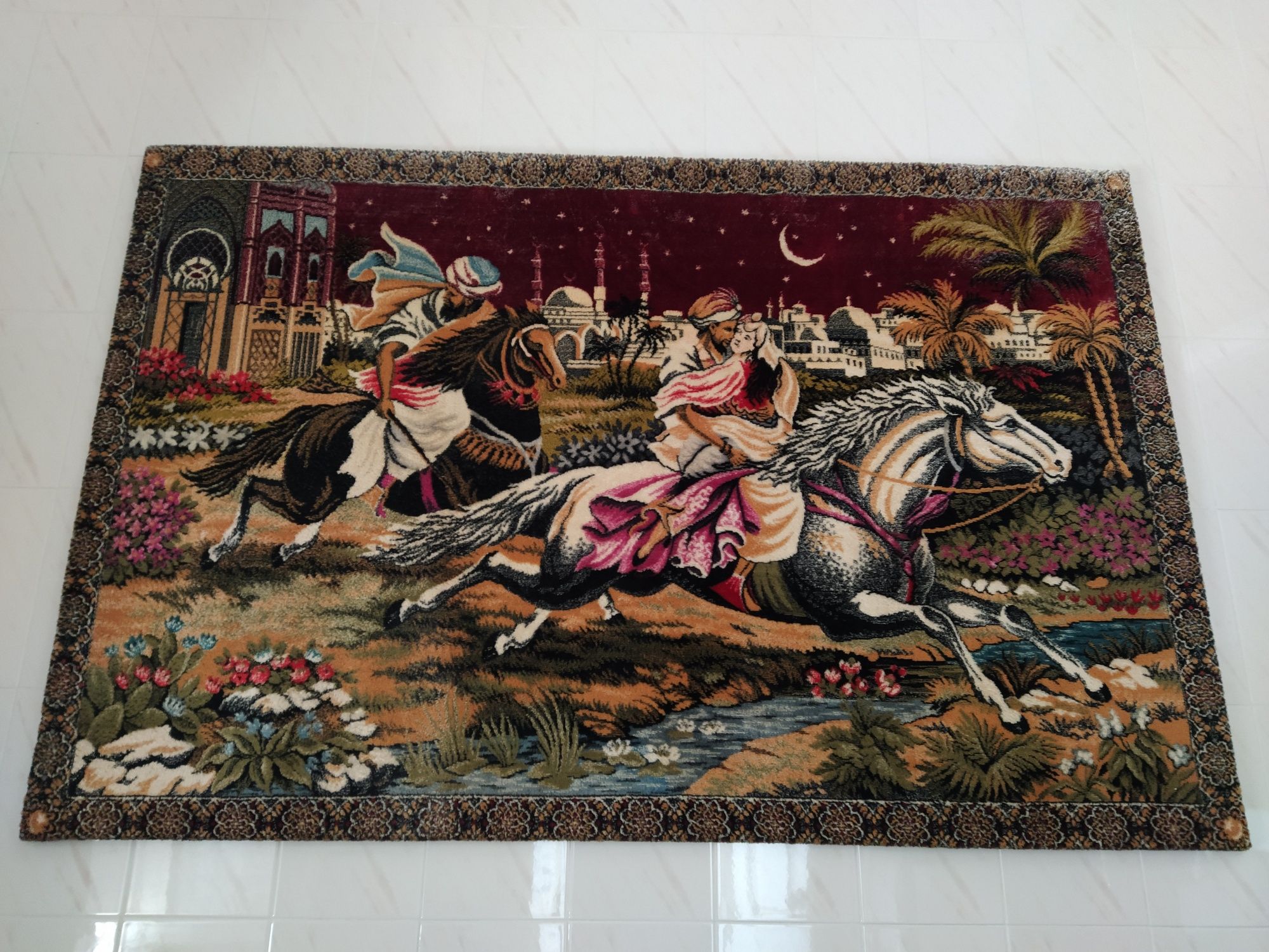 Quadro tapete vintage Árabe "O rapto da Princesa"