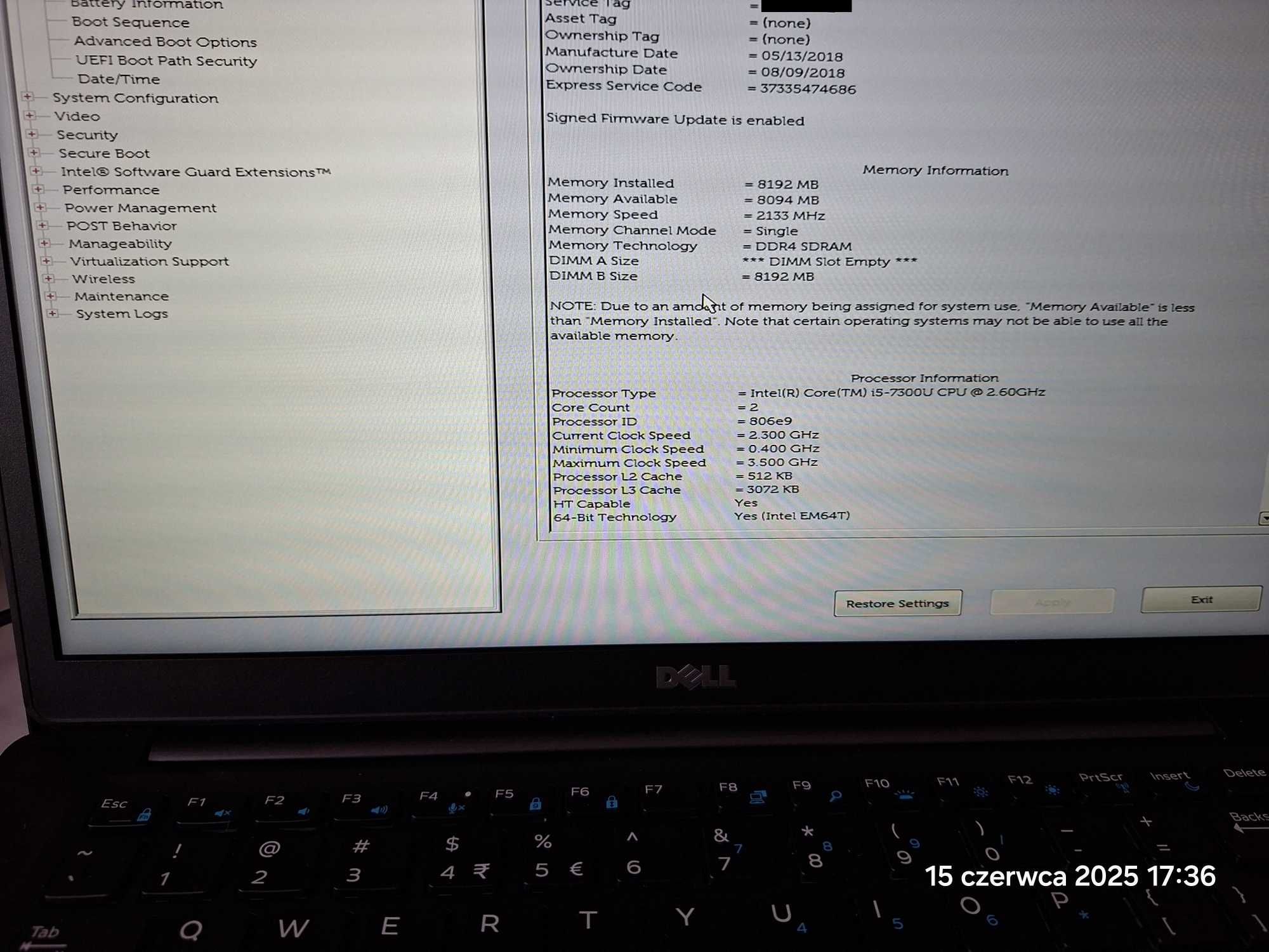 Dell notebook Latitude 7480
