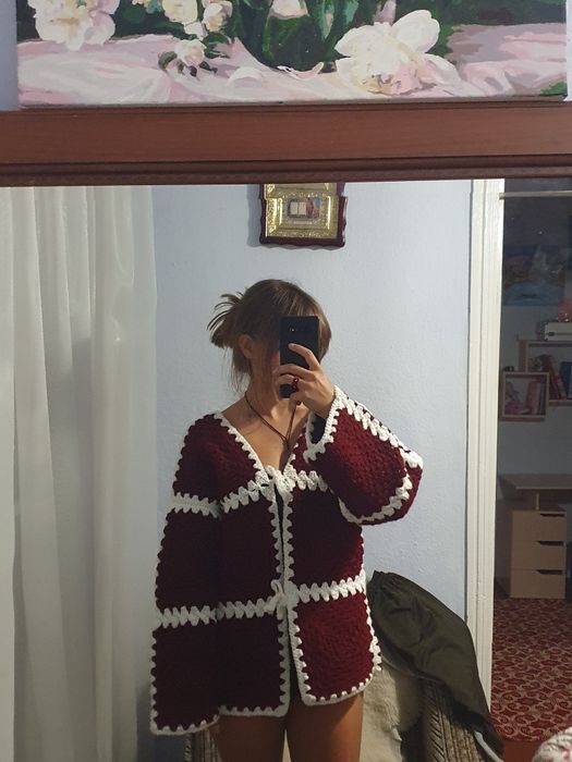 Вязаный кардиган ручной роботы