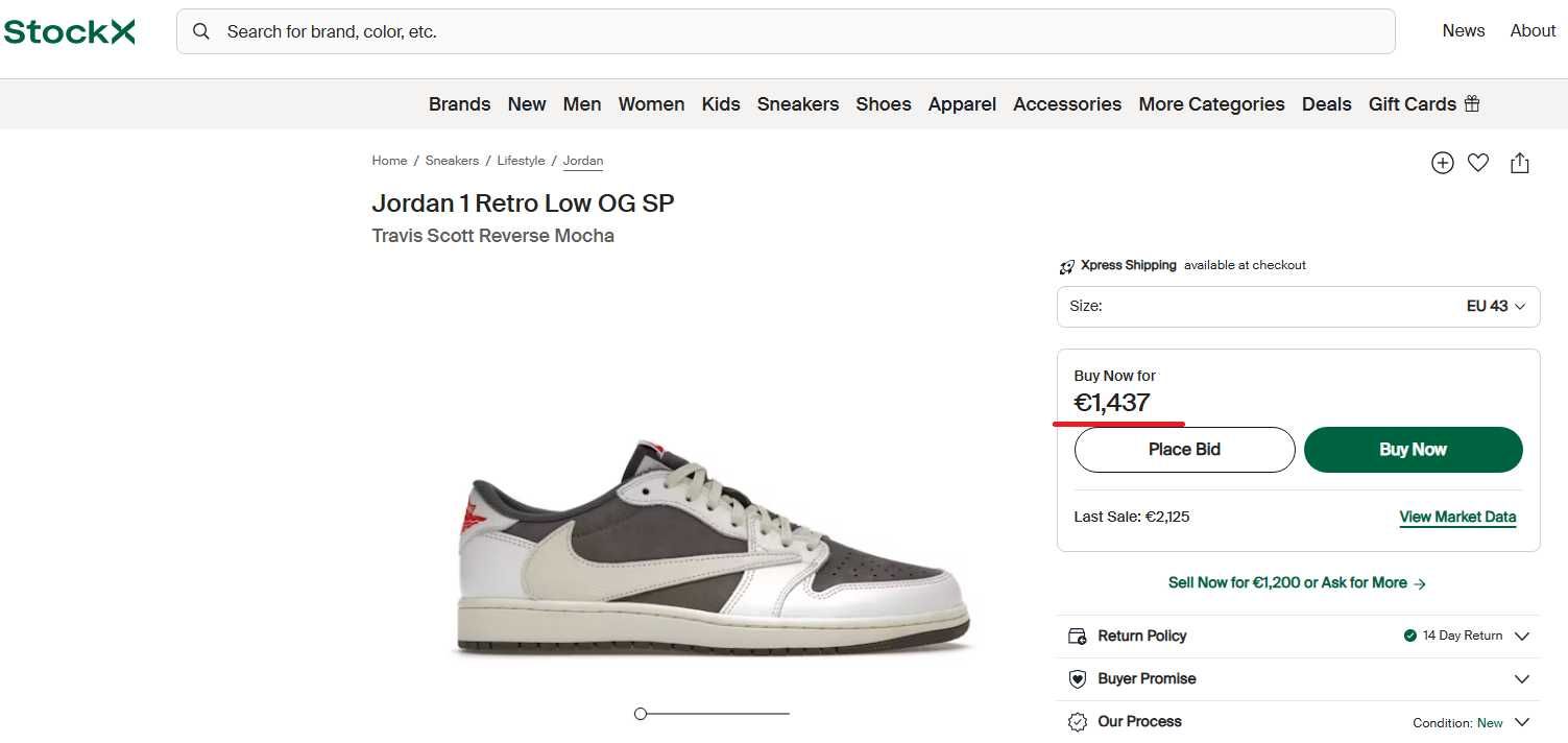 Кроссовки Jordan 1 Retro Low Travis Scott Reverse Mocha nike кросівки