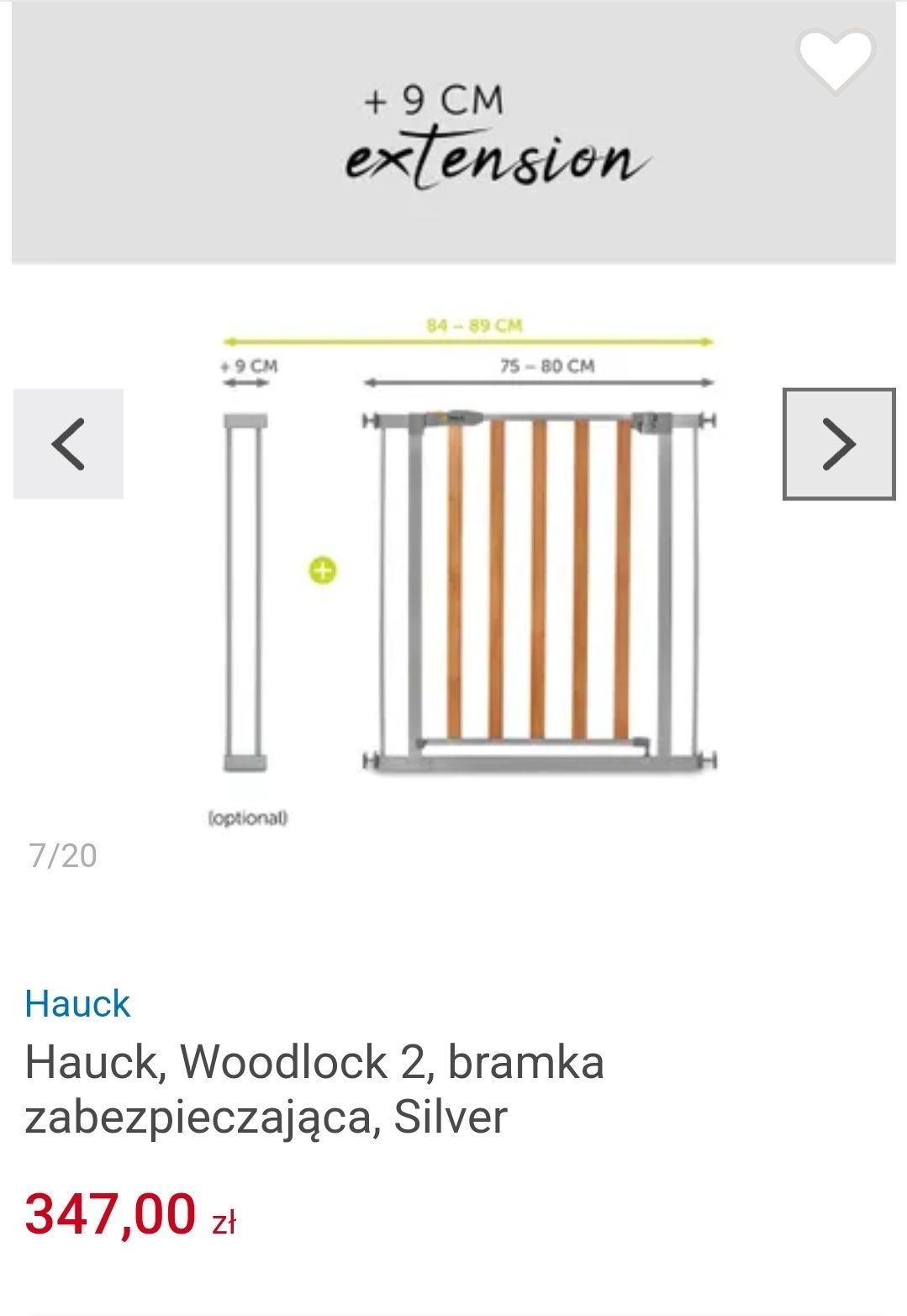 75-80 lub 84-89 cm Nowa bramka hauck woodlock 2 9 extenstion