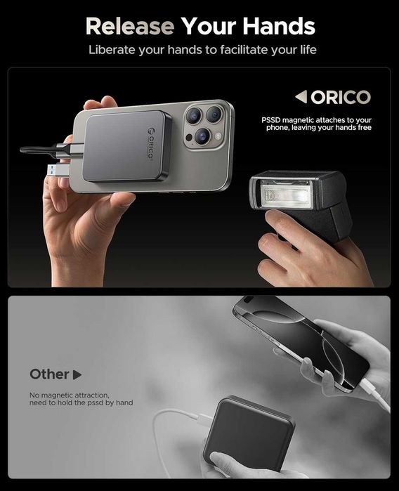 Zewnętrzny dysk SSD kompatybilny z iPhone 16/15 Pro Max 512GB, USB 3.0