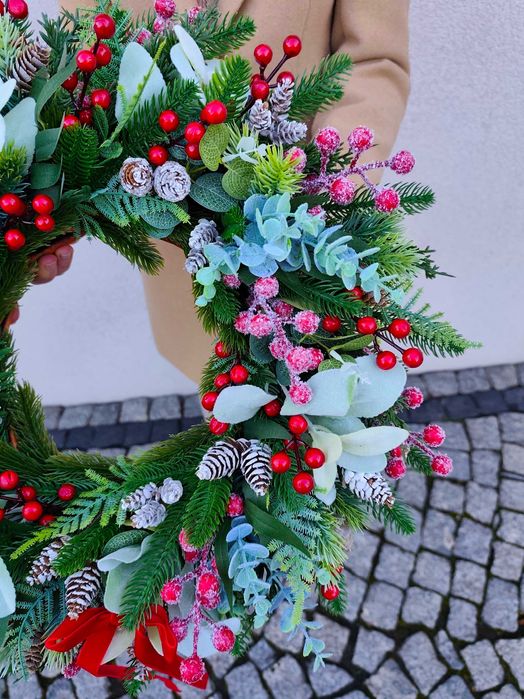 Wieniec na drzwi 50 cm,ścianę,wianek świąteczny,stroik,Boże Narodzenie