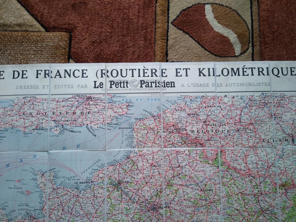Mapa samochodowa Francji antyk