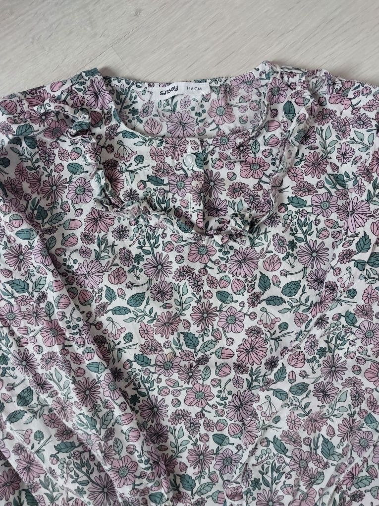 Bluzka koszulowa elegancka dla dziewczynki r.116 w kwiaty