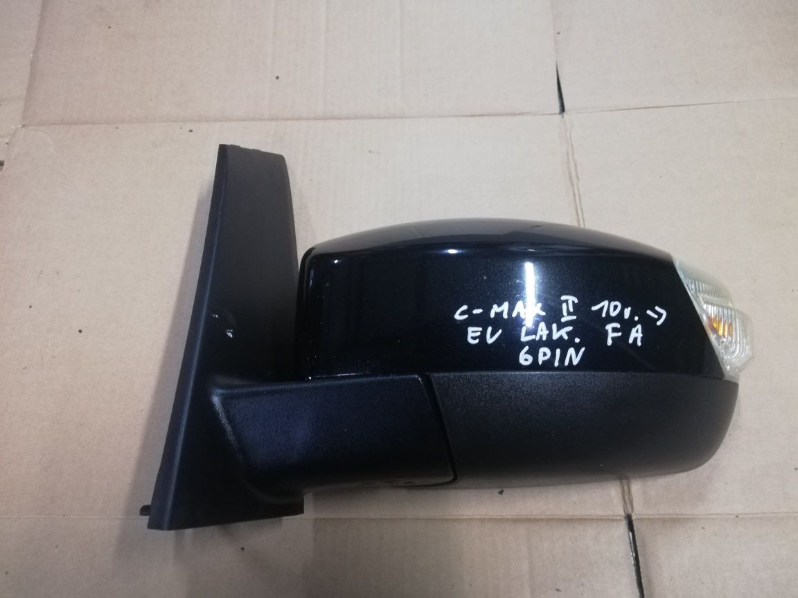 Lusterko zewnętrzne lewe Ford C-max mk2 II 6 PIN Europa FA czarne kpl