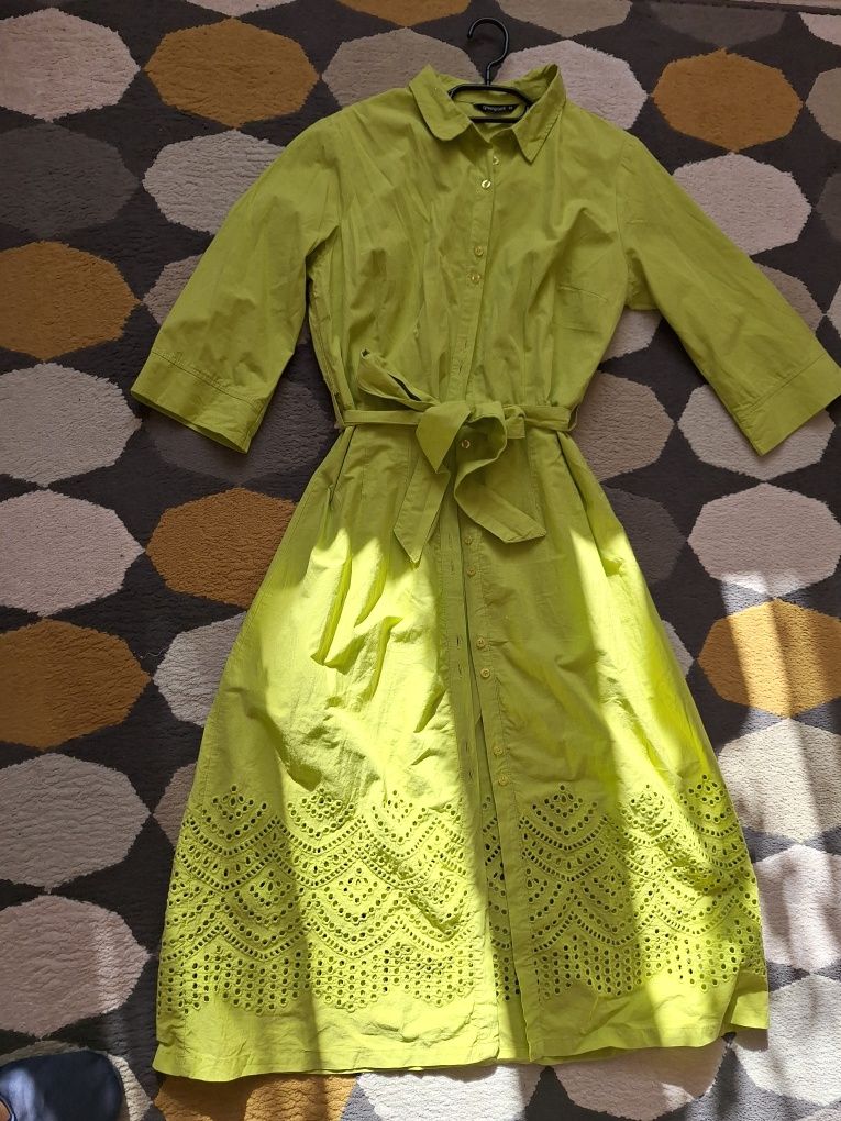 Ażurowa limonkowa sukienka r. 44 Greenpoint