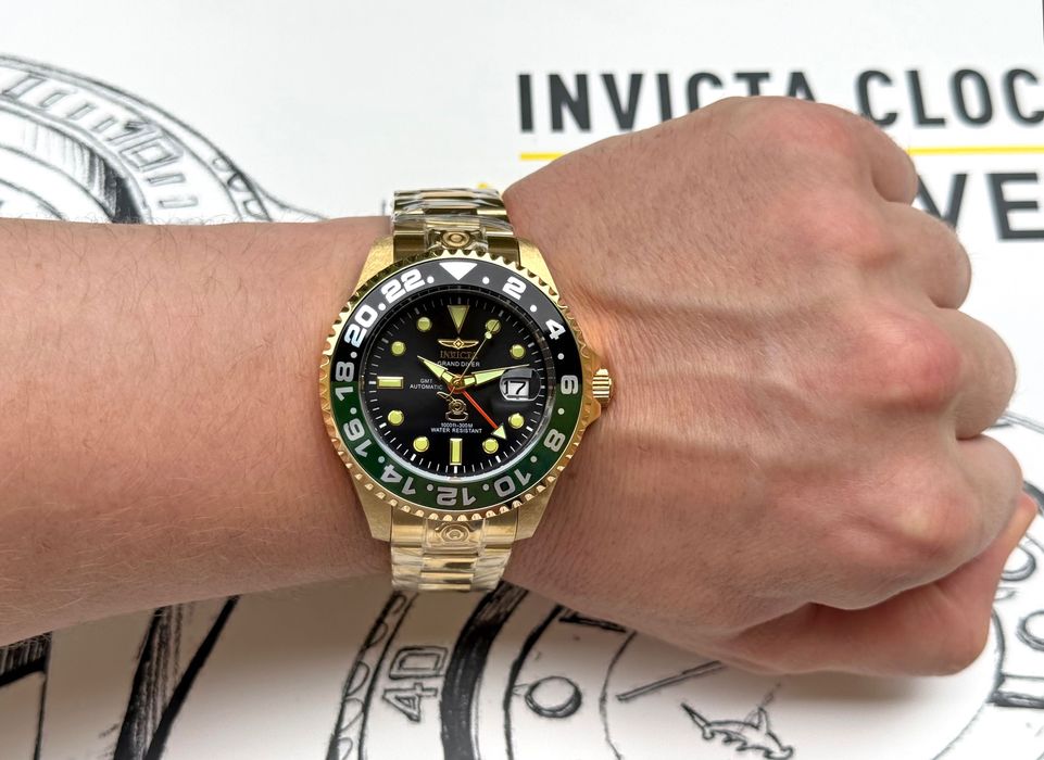Годинник Invicta 45672 Grand Diver Automatic GMT Gold 47 мм. 300 MT.