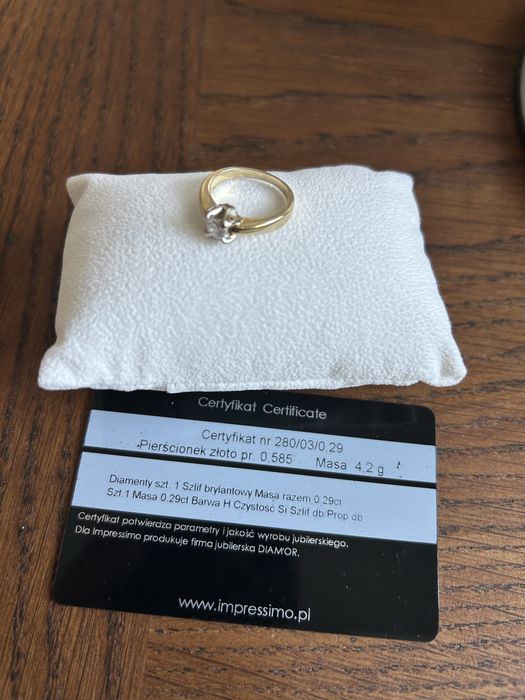 Klasyczny złoty pierścionek regulowany r 9 certyfikat