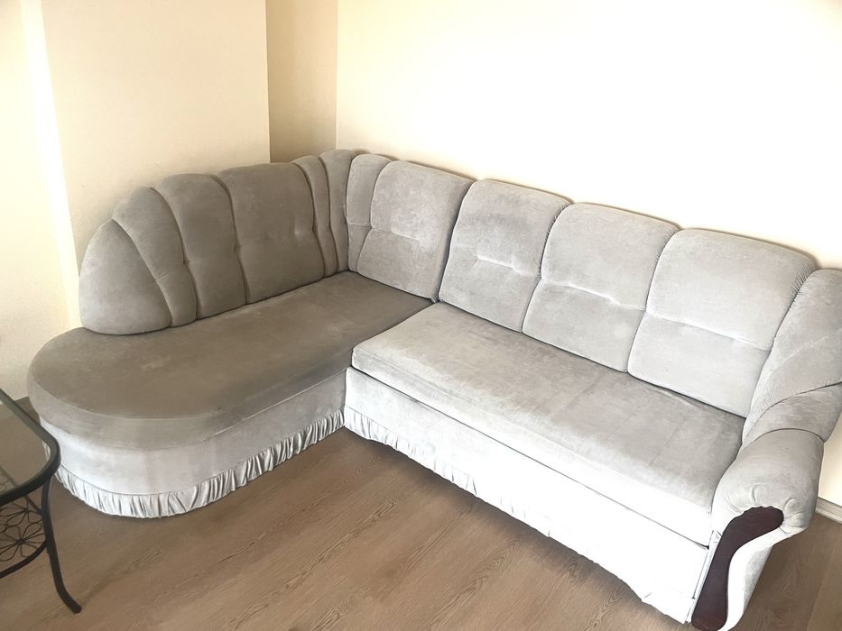 Narożnik kanapa beżowy brązowy plus fotel