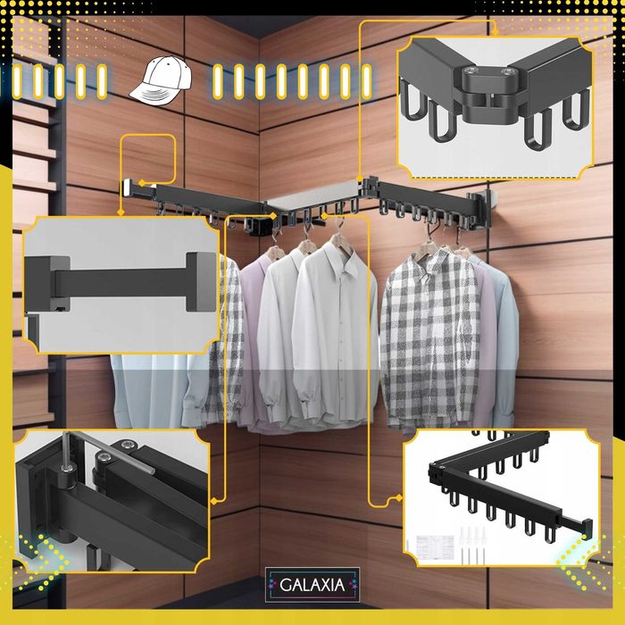 SUSZARKA NA PRANIE Wieszak Ubrania Składany Do Prania Ścianę Rozsuwana