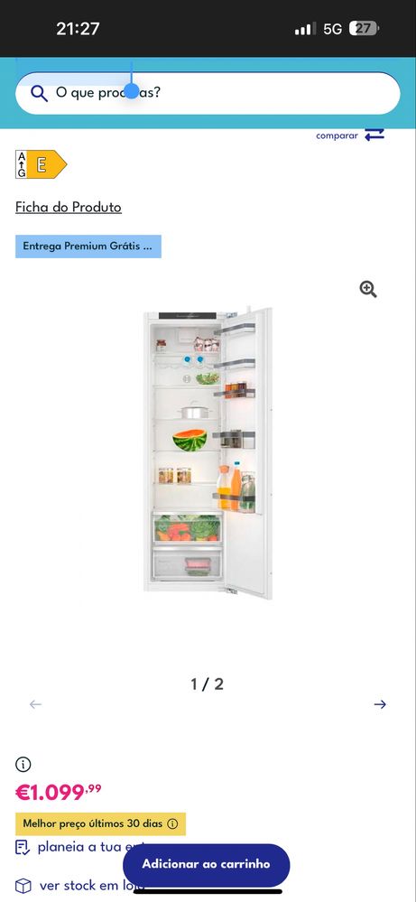 FRIGORÍFICO ENCASTRE BOSCH  Serie 6 KIR81VFE0 ( Novo)