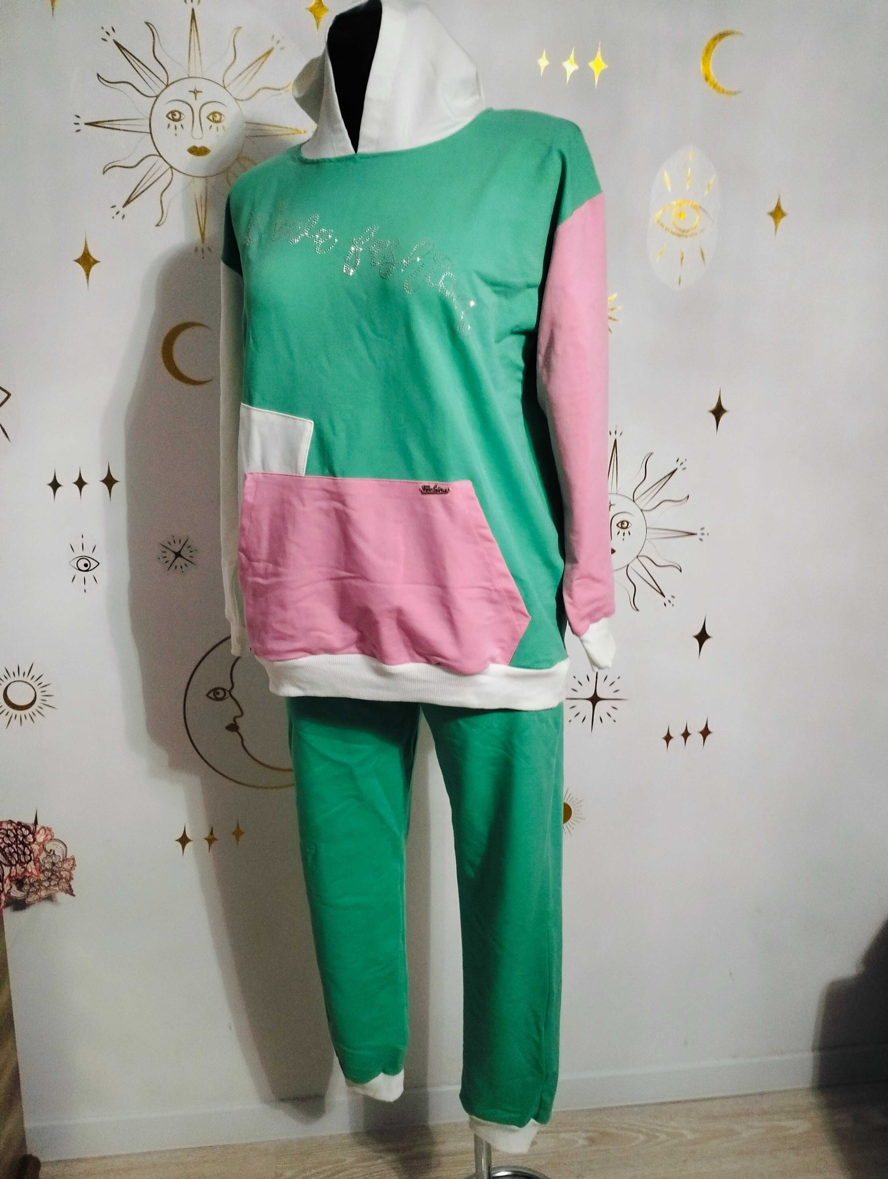 Wikiland 44 2XL Dres bawełniany Kolorowy z kapturem Cyrkonie