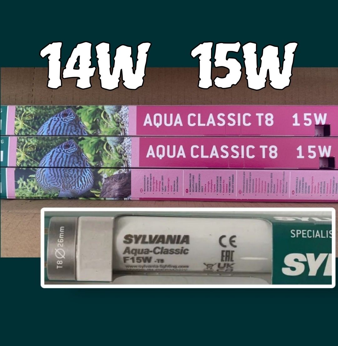 Лампа  для акваріумів AquaClassic F 14W, 15W, Т8 G13 SYLVANIA, аквари