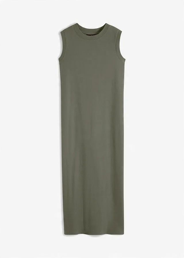 B.P.C sukienka midi shirtowa khaki prążkowana r.44/46