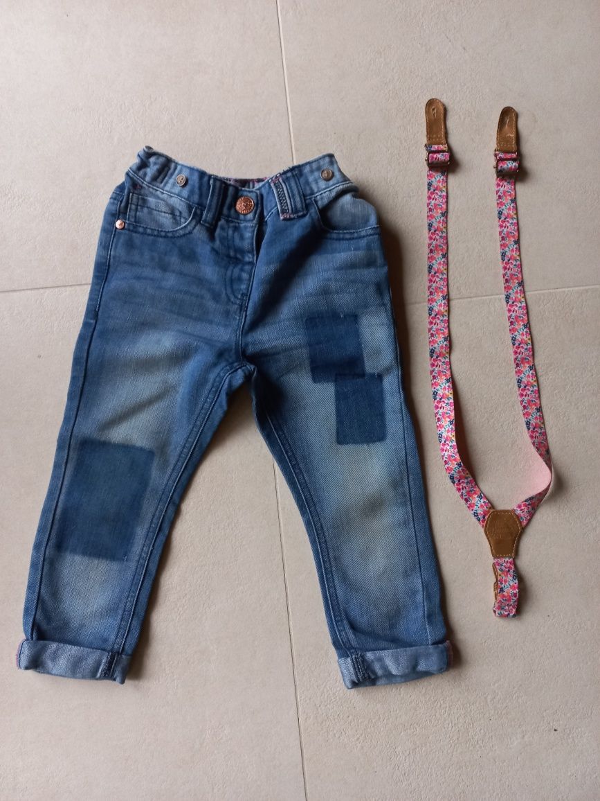 Spodnie jeansy z szelkami 98 2-3 lata Next