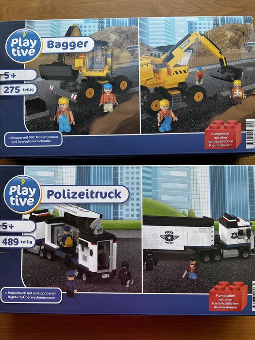 Лего сумісний конструкт поліція трак вантаж блок екскаватор Playtive