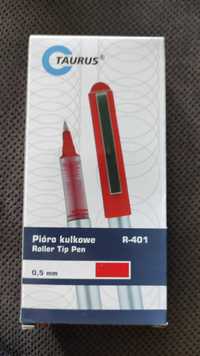 Czerwone długopisy 12 Pióro kulkowe Taurus R-401 szkolny zestaw