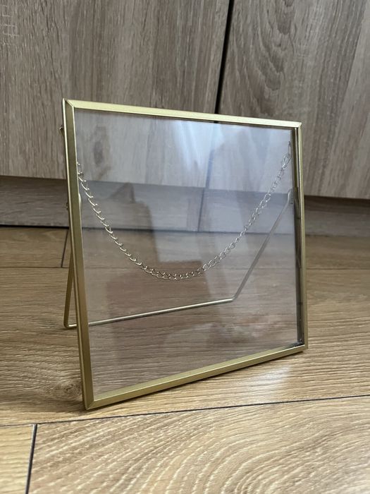 Ramka przezroczysta szklana złota