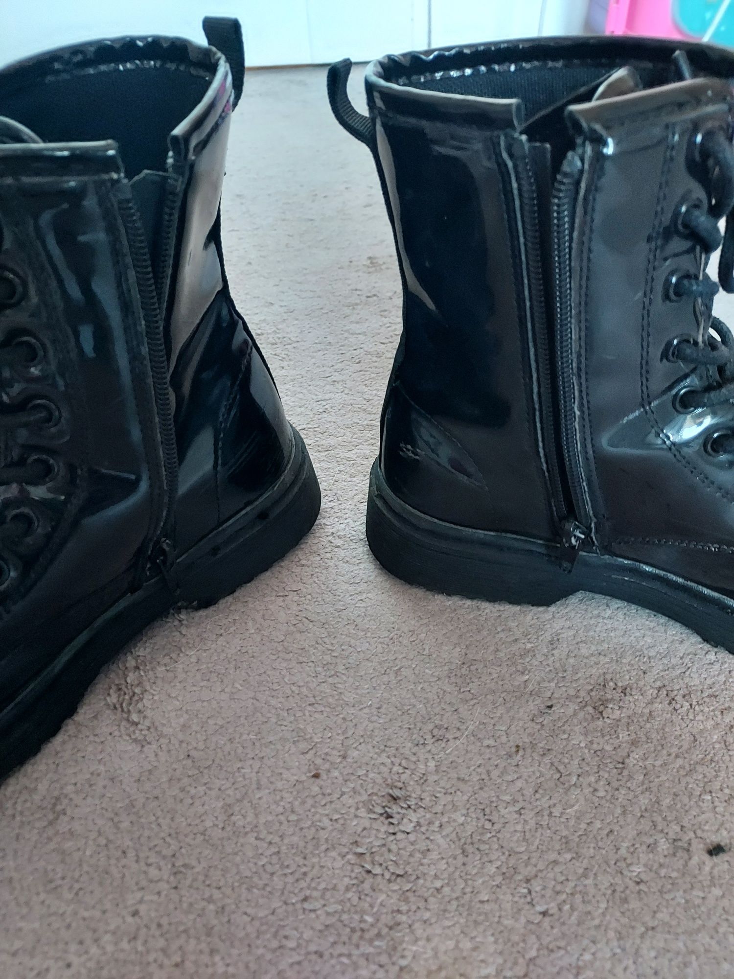 Botki buty dziewczęce lakierowane
