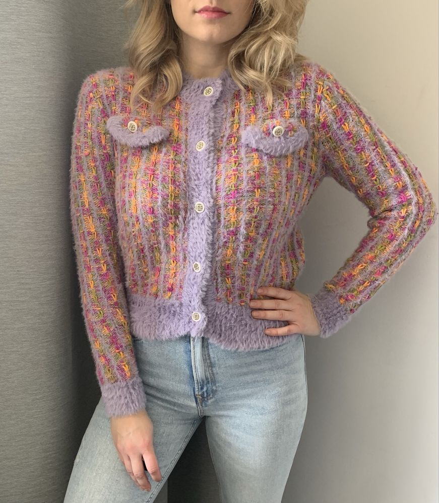 Shein wielobarwny sweterek kardigan oldmony wiosenny spring vibe M