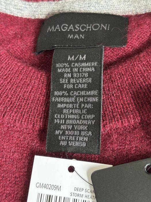 Sweter kaszmirowy męski kolor burgundowy Magaschoni  rozmiar M