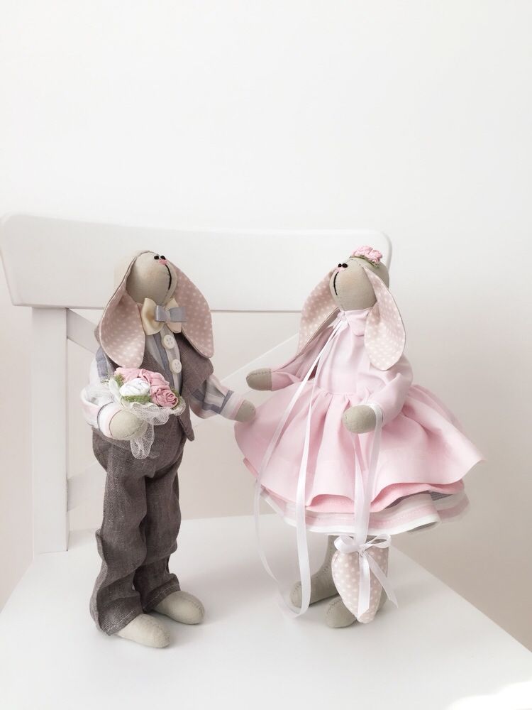 Пара заек подарок дочке подруге маме декор свадьба пасхальный кролик