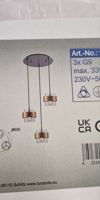 Nowoczesna lampa wisząca Ikibara Lucande 3-punktowa NOWA