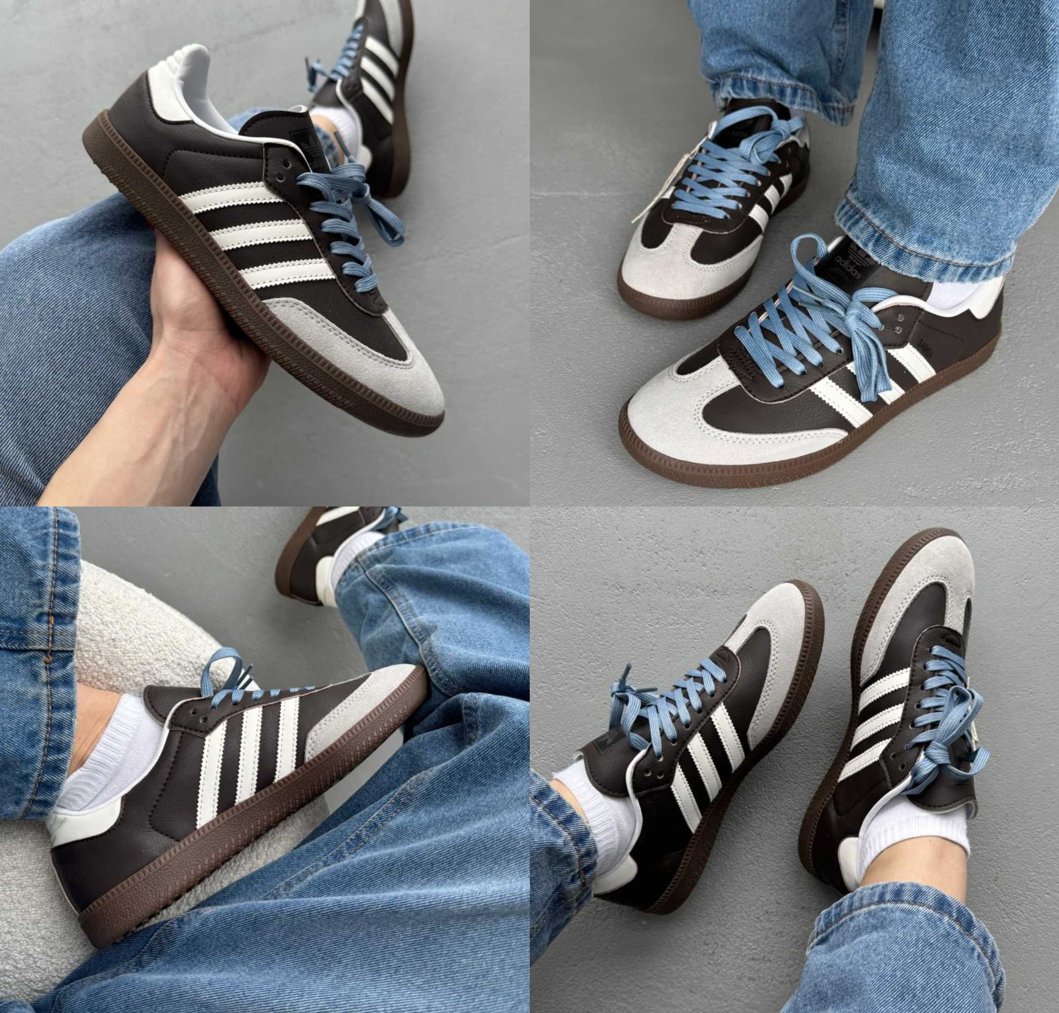 Женские кроссовки Adidas Samba Brown Grey White 36-41 Новинка 2024!