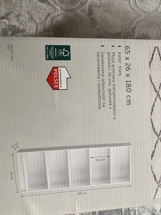 Regał na książki 180x65 biały Meblomaster