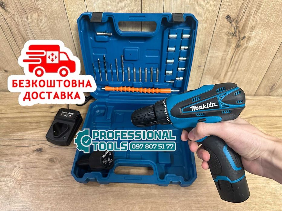 Акумуляторний шурупокрут Makita DF330D Шуруповерт з набором розхідника