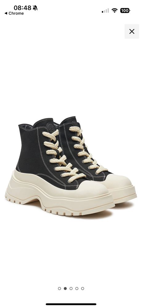 Buty Bronx brx na koturnie czarne z biala podeszwą