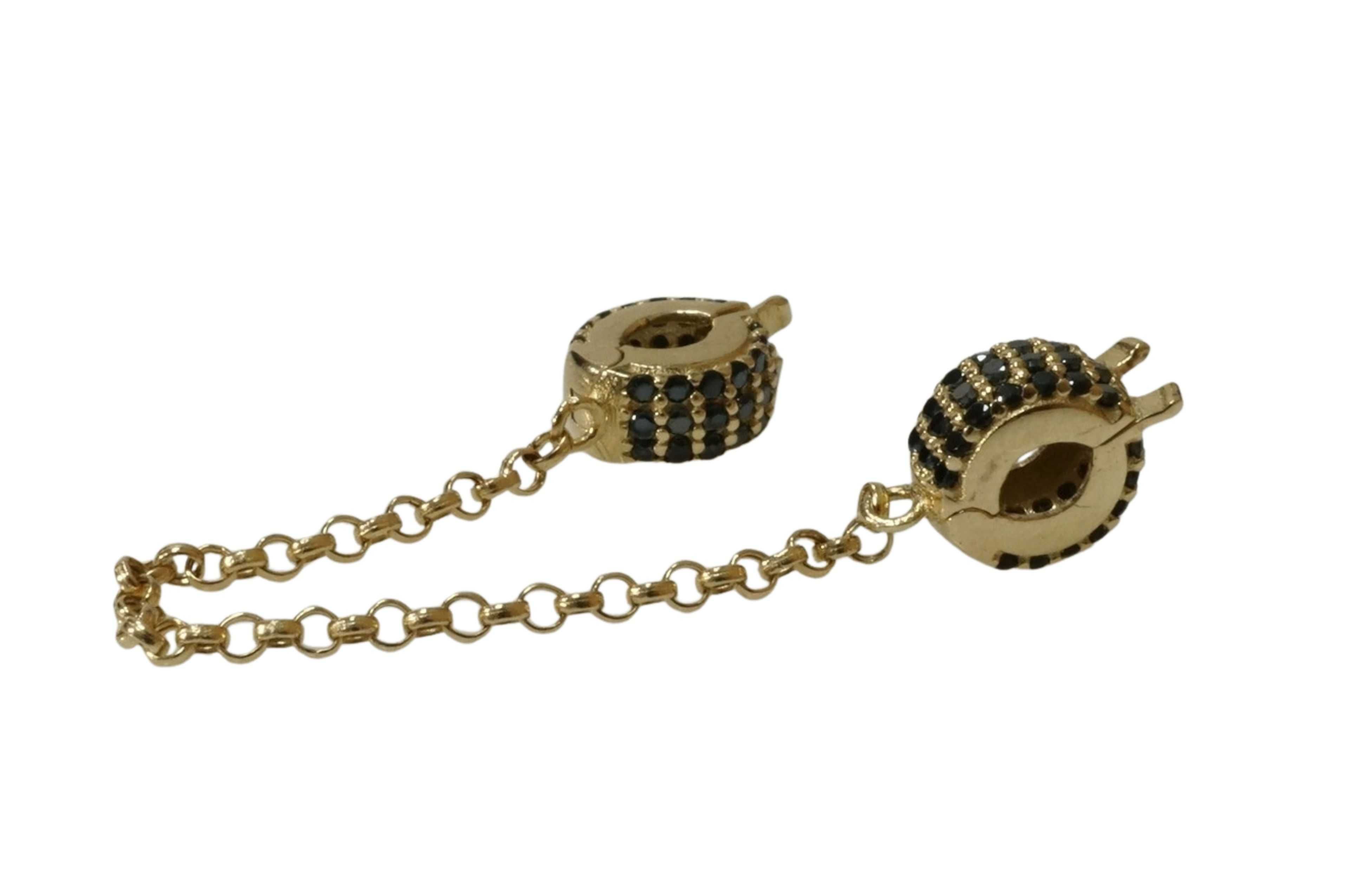 Złoto 585 - złota zawieszka beads stoper łańcuszek