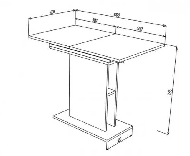 Стол обеденный раскладной Intarsio Stoun 100(135)x60 см