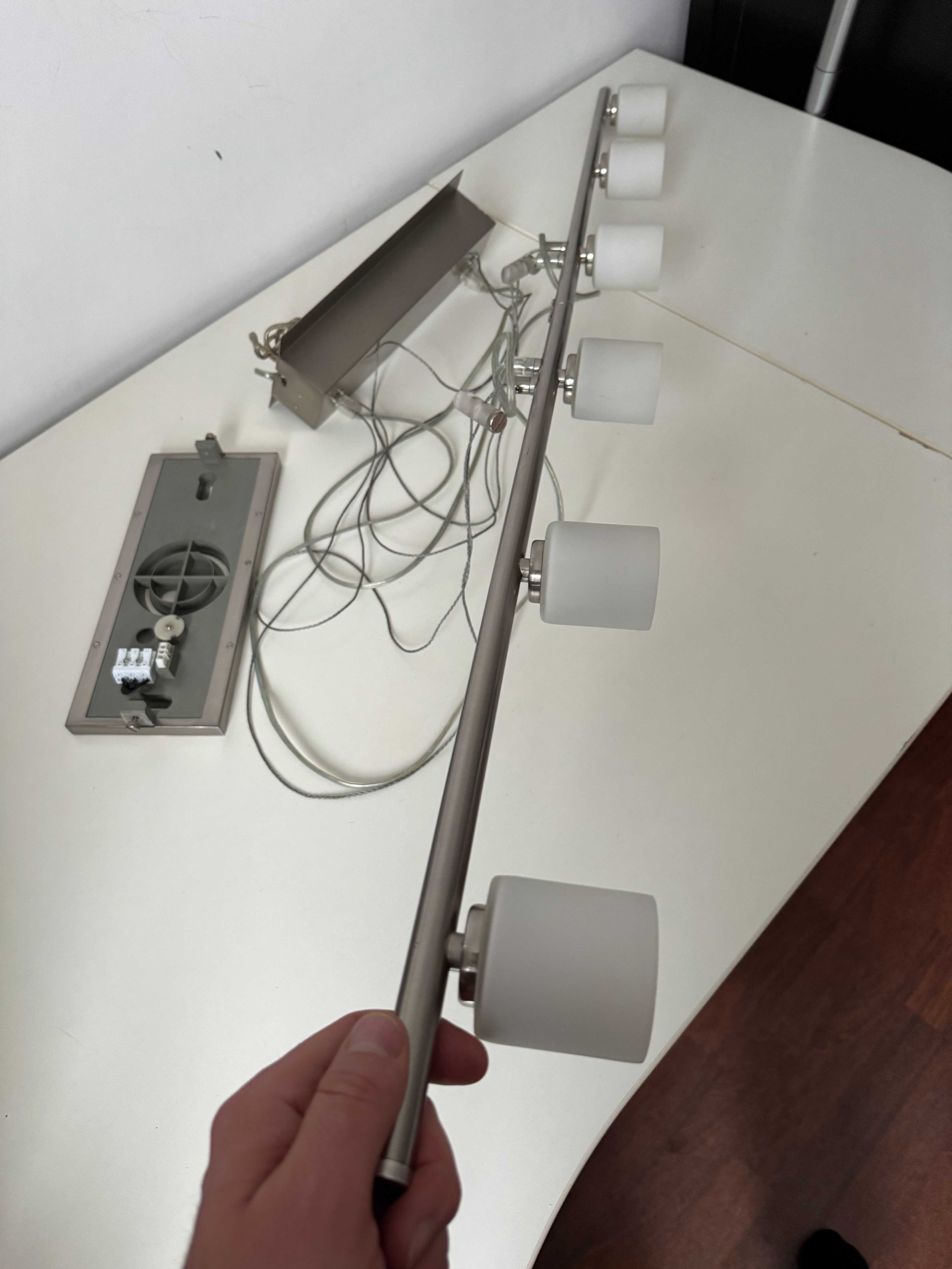 Lampa wisząca sufitowa z 6 kloszami – stal szczotkowana/szkło mleczne