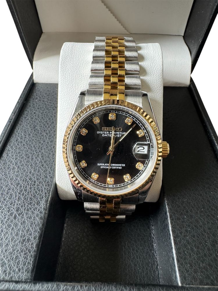 Zegarek seiko oryginalny oyster perpetual datejust złoto czarny nowy