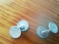 Botões de punho de moedas de prata