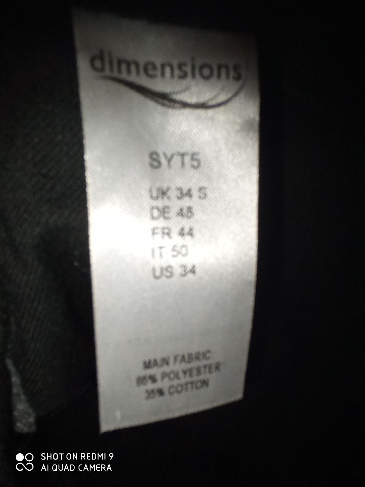 dimensions Sainsbury czarne spodnie męskie  M