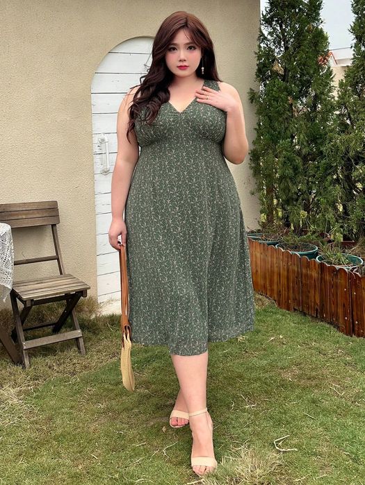 Sukienka Letnia W Kwiaty Boho Rozkloszowana Midi Casual Dazy 3Xl 46