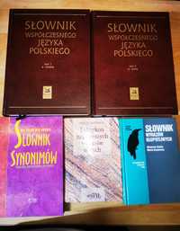 Zestaw 5 książek o jezyku polskim, pisowni, synonimy