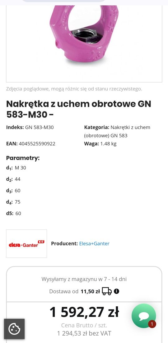 Nakrętka z uchem obrotowa m30 4,5 tony