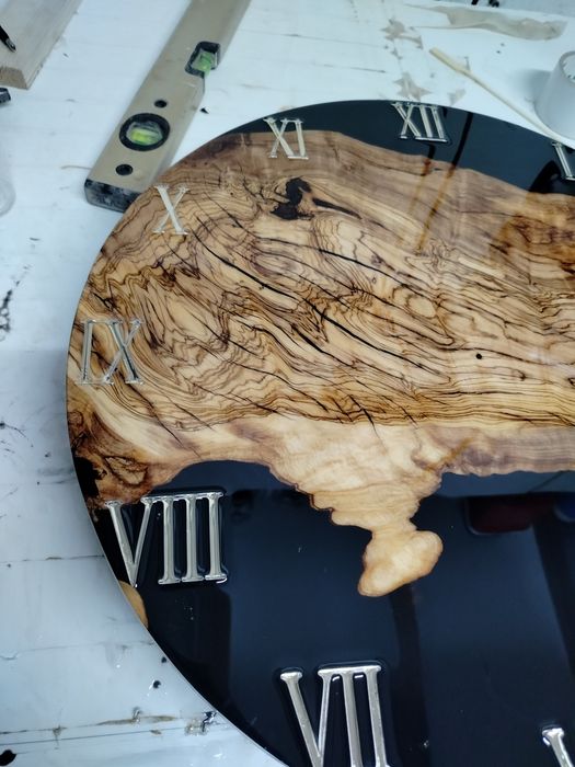 Zegar 50cm z żywicy epoksydowej.