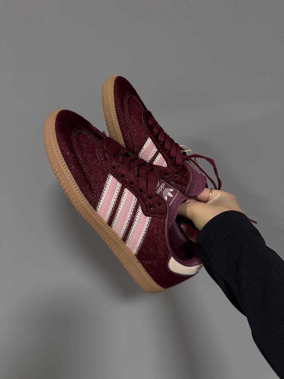 Кеди Adidas Samba Burgundy Pony / кеди Адідас Самба Бургунді текстиль