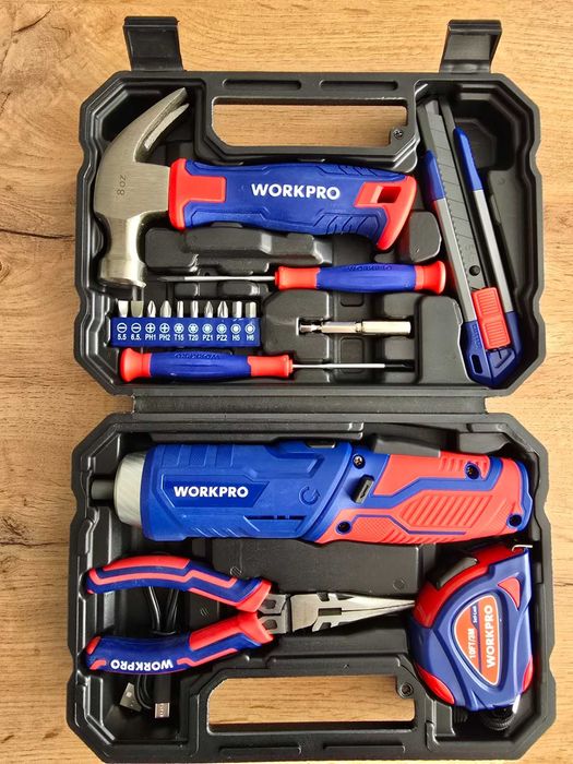 Zestaw narzędzi Workpro 18-częściowy z wkrętarką akumulatorową