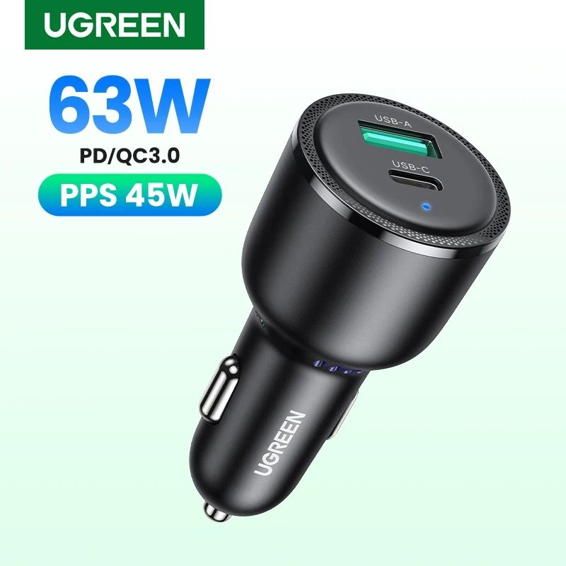 UGREEN Car Charger 63w (45w+18w) автомобільний зарядний пристрій