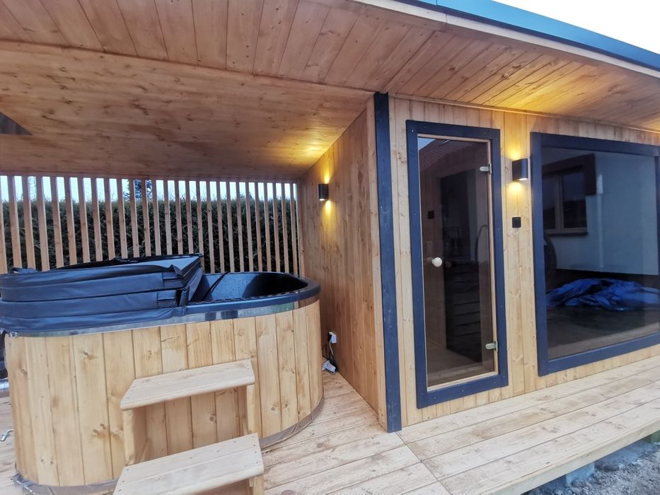 Sauna Ogrodowa 8x2,2m Taras Wiata Piec Sterownik Prysznic Hit