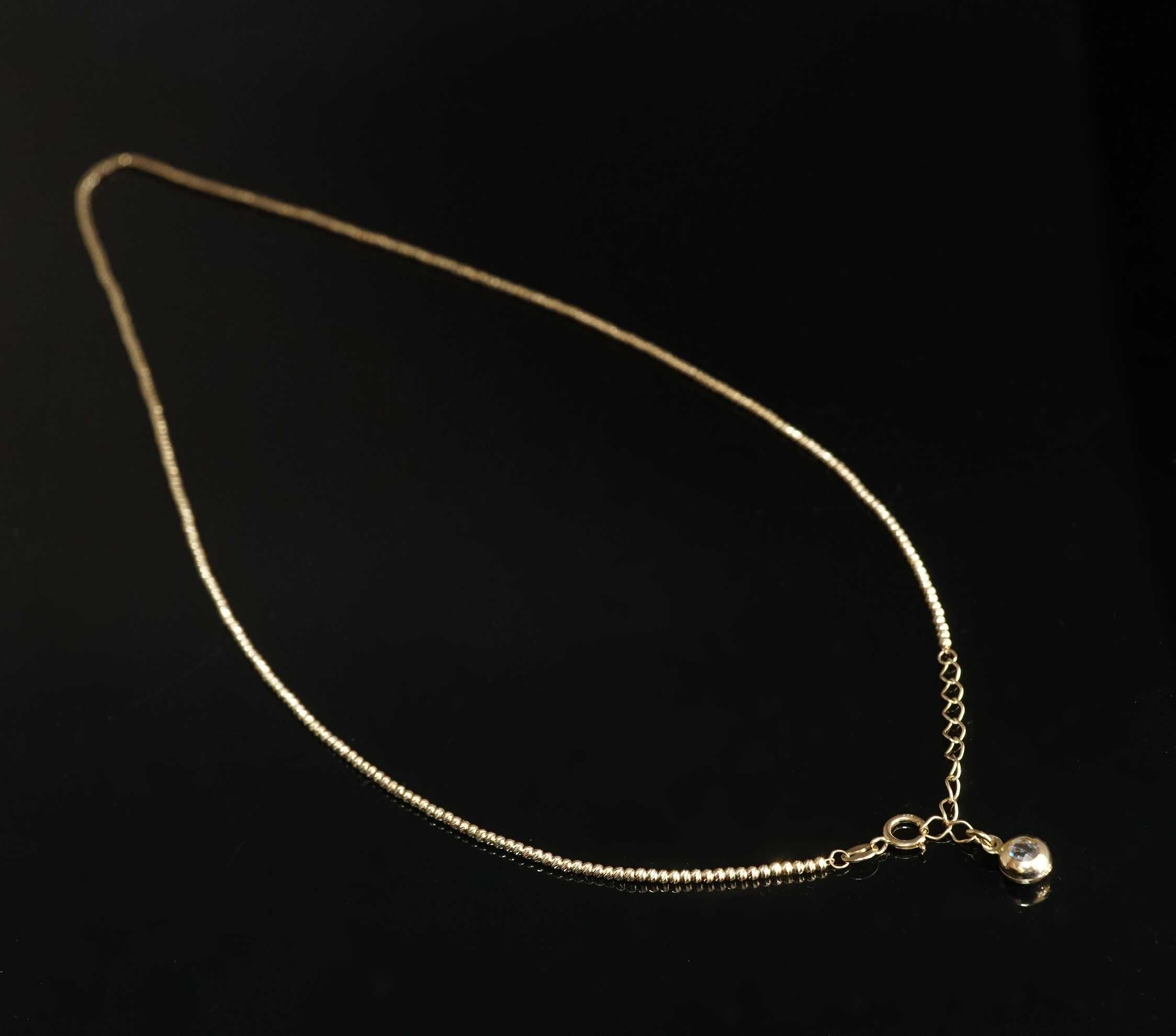Złoto 585-złoty łańcuszek z kuleczkami