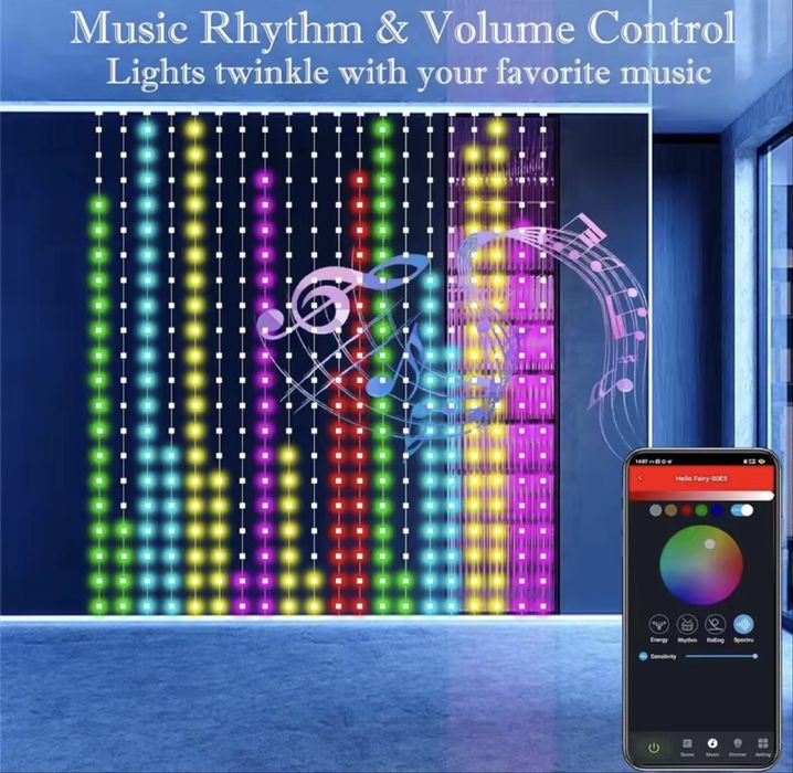 Usb RGBIC-smart гирлянда,смарт-гирлянда, умная штора, гирлянда на окно