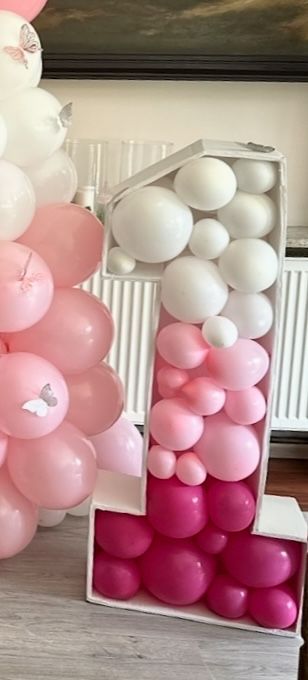 Wysoka Cyfra 1 jedynka do wypełnienia balonami biała roczek